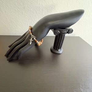 Saint Thomas Aquinas Agate gemstone single decade rosary bracelet. Preowned